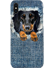 Load image into Gallery viewer, Blue Phone Case With Dachshund Face Gift For Dachshund Lovers Phone case
