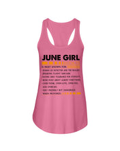 Load image into Gallery viewer, June Girl Facts Very Friendly But Dangerous Custom Design Ladies Flowy Tank
