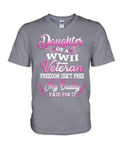 Load image into Gallery viewer, Daughter Of A Veteran Freedom Isn't Free Gift For Daughter Guys V-Neck
