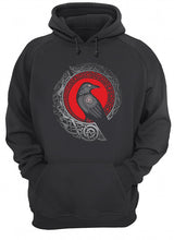 Load image into Gallery viewer, Raven Viking Culture Celtic Design Gray And Red Hoodie
