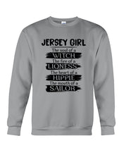 Load image into Gallery viewer, Jersey Girl The Heart Of A Hippie Sweatshirt
