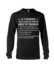 Load image into Gallery viewer, 5 Things You Should Know About My Grandad Purple Background Gift For Men Unisex Long Sleeve
