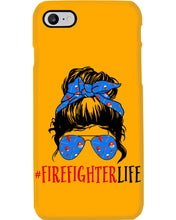 Load image into Gallery viewer, Firefighter Make You Life Safe Lady With Blue Ribbonhead Gift For Women Phone case
