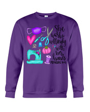 Load image into Gallery viewer, She Works Willingly With Her Hands Proverbs 31 13 Gift For Sewing Lovers Sweatshirt
