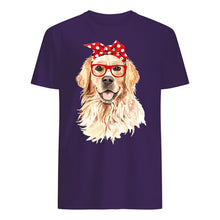 Load image into Gallery viewer, Golden Retriever With Red Polka Dot Ribbon Gift For Dog Lovers Guys Tee
