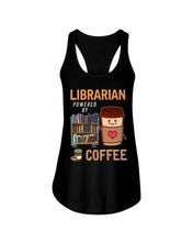 Load image into Gallery viewer, Librarian Powered By Coffee  Custom Design For Book Lovers Ladies Flowy Tank
