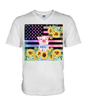 Load image into Gallery viewer, Pig America Flag Sunflower Special Custom Design Guys V-Neck
