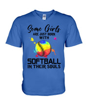 Load image into Gallery viewer, Some Girl Are Just With Softball In Their Souls Gift For Softball Lovers Guys V-Neck
