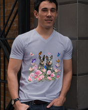 Load image into Gallery viewer, Australian Cattle Dog Butterflies Peony Gift For Dog Lovers Guys V-Neck
