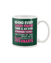 Load image into Gallery viewer, Behind Every Breast Cancer Fighter There Is An Even Stronger Family Mug
