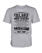 Load image into Gallery viewer, Fils Gâté J'ai Été Élevé PẢ Une Maman Incroyable En Septembre Guys V-Neck
