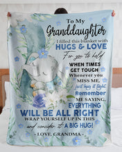Load image into Gallery viewer, Cute Elephant Grandma Gift For Granddaughter I Filled This Blanket With Hugs And Love For You To Hold Sherpa Blanket
