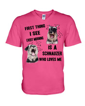 Load image into Gallery viewer, I See Every Morning Is A Schnauzer Who Loves Me Guys V-Neck
