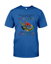 Load image into Gallery viewer, Never Underestimate A 60 Year Old Man Can Play A Guitar Guys Tee
