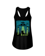 Load image into Gallery viewer, UFA Dinosaur T Rex Sky Full Of Stars Ladies Flowy Tank
