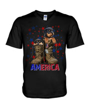 Load image into Gallery viewer, Rottweiler Shoes Armerican Army Gift For Dog Lovers Guys V-Neck

