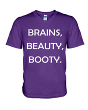 Load image into Gallery viewer, Brains Beauty Booty Special Custom Design Guys V-Neck
