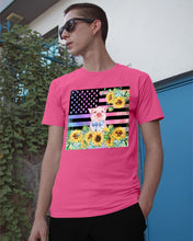 Load image into Gallery viewer, Pig America Flag Sunflower Special Custom Design Guys Tee
