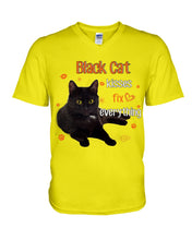 Load image into Gallery viewer, Black Cat Kisses Fix Everything Gift For Cat Lovers Guys V-Neck
