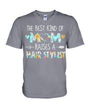 Load image into Gallery viewer, The Best Kind Of Mom Raises A  Hair Stylist  Unique Custom Design Guys V-Neck
