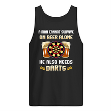 Load image into Gallery viewer, A Man Cannot Survive On Beer Alone He Also Needs Darts Trending Unisex Tank Top

