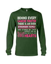 Load image into Gallery viewer, Behind Every Breast Cancer Fighter There Is An Even Stronger Family Unisex Long Sleeve
