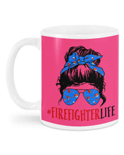 Load image into Gallery viewer, Firefighter Make You Life Safe Lady With Blue Ribbonhead Gift For Women Mug
