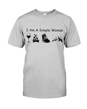 Load image into Gallery viewer, Simple Woman Loves Wine Camping Shoes And Climbing Guys Tee
