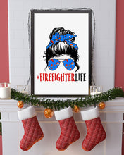 Load image into Gallery viewer, Firefighter Make You Life Safe Lady With Blue Ribbonhead Gift For Women Vertical Poster
