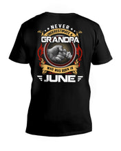 Load image into Gallery viewer, Never Underestimate   A June  Grandpa Trending For Birthday Gift Guys V-Neck
