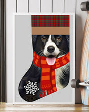 Load image into Gallery viewer, Santa Border Collie In Stock Gift For Dog Lovers Vertical Poster
