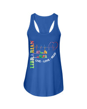 Load image into Gallery viewer, Librarian Live Love Read Special Custom Design Ladies Flowy Tank
