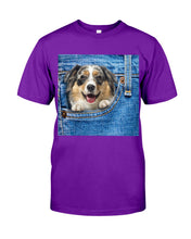 Load image into Gallery viewer, Australian Shepherd In Denim Pocket Gift For Dog Lovers Guys Tee
