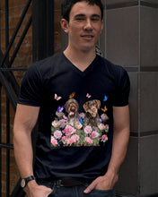 Load image into Gallery viewer, German Wirehaired Pointer With Peonies Gift For Dog Lovers Guys V-Neck
