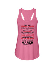 Load image into Gallery viewer, This Girl Has Fought A Thousand This Girl Was Born In March Ladies Flowy Tank

