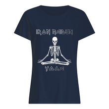 Load image into Gallery viewer, Yoga Iron Skeleton Dark Blue Background Gift For Men Ladies Tee
