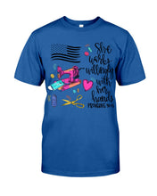 Load image into Gallery viewer, She Works Willingly With Her Hands Gift For Sew Lovers Guys Tee

