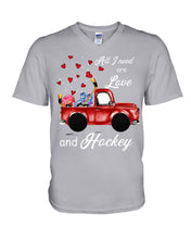 Load image into Gallery viewer, All I Need Are Love And Hockey Gift For Hockey Players Guys V-Neck
