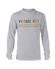 Load image into Gallery viewer, Vintage 1967 Knows More Than She Says And Notices More Than You Realize Unisex Long Sleeve
