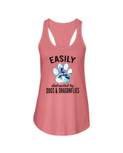 Load image into Gallery viewer, Easily Distracted By Dogs And Dragonflies Gift For Dog Lovers Ladies Flowy Tank
