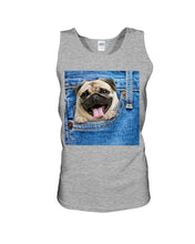 Load image into Gallery viewer, baby Pug In Denim Pocket Gift For Dog Lovers Unisex Tank Top
