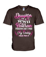 Load image into Gallery viewer, Daughter Of A Veteran Freedom Isn't Free Gift For Daughter Guys V-Neck
