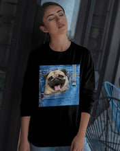 Load image into Gallery viewer, baby Pug In Denim Pocket Gift For Dog Lovers Unisex Long Sleeve
