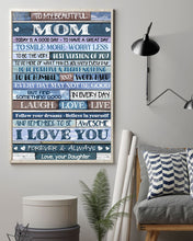 Load image into Gallery viewer, Daughter Gift For Mom With Meaningful Words To Smile More Worry Less Vertical Poster
