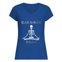Load image into Gallery viewer, Yoga Iron Skeleton Dark Blue Background Gift For Men Ladies V-Neck
