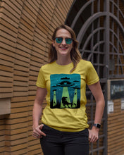 Load image into Gallery viewer, UFA Dinosaur T Rex Sky Full Of Stars Ladies Tee
