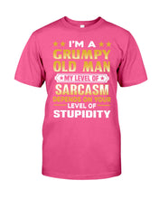 Load image into Gallery viewer, Level Of Grumpy Old Man Level Of Stupidity Family Gift Guys Tee
