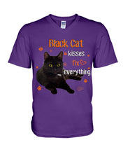 Load image into Gallery viewer, Black Cat Kisses Fix Everything Gift For Cat Lovers Guys V-Neck
