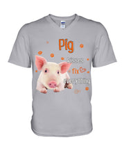 Load image into Gallery viewer, Pig Kisses Fix Everything Gift For Pig Lovers Guys V-Neck
