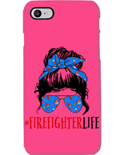Load image into Gallery viewer, Firefighter Make You Life Safe Lady With Blue Ribbonhead Gift For Women Phone case
